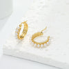 Wholesale 925 Sterling Silver Leaf Pattern Pearl Earrings