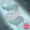 Wholesale 925 Sterling Silver Leaves Pink Flower Open Ring With Horse Eye Zircon Geometric Design Electroplating Treatment For Women