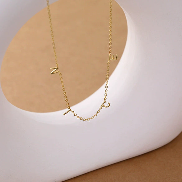 Wholesale 925 Sterling Silver Letter Necklace With Electroplating Cross Chain Style