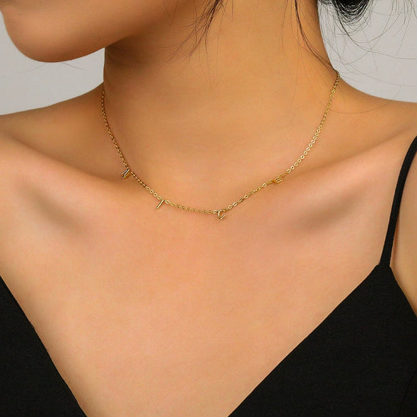 Wholesale 925 Sterling Silver Letter Necklace With Electroplating Cross Chain Style