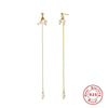 Wholesale 925 Sterling Silver Long Pearl Earrings With Tassel Chain Geometric Textured Simple For Women