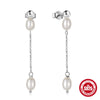 Wholesale 925 Sterling Silver Long Pearl Earrings With Tassel Chain Geometric Textured Simple For Women