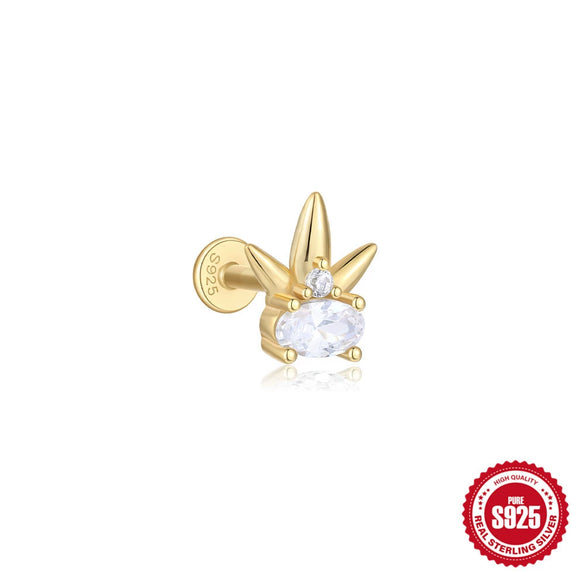 Wholesale Sterling Silver Love Crown Geometric Cartilage Thread Puncture Earrings Unisex With Environmental Protection Electroplating