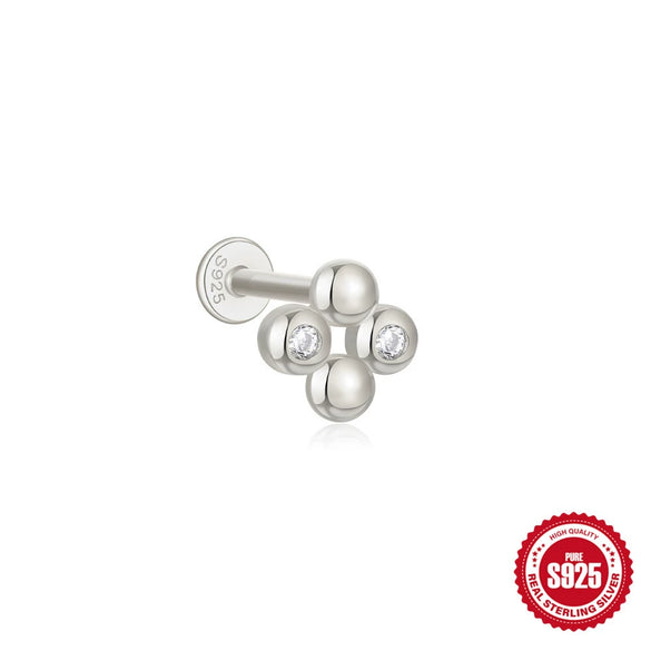 Wholesale Sterling Silver Love Crown Geometric Cartilage Thread Puncture Earrings Unisex With Environmental Protection Electroplating
