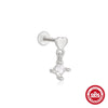 Wholesale Sterling Silver Love Crown Geometric Cartilage Thread Puncture Earrings Unisex With Environmental Protection Electroplating