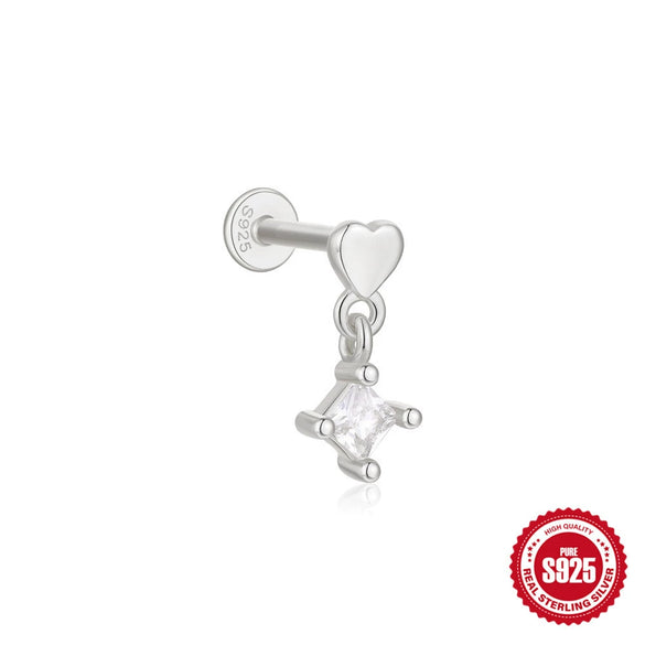 Wholesale Sterling Silver Love Crown Geometric Cartilage Thread Puncture Earrings Unisex With Environmental Protection Electroplating