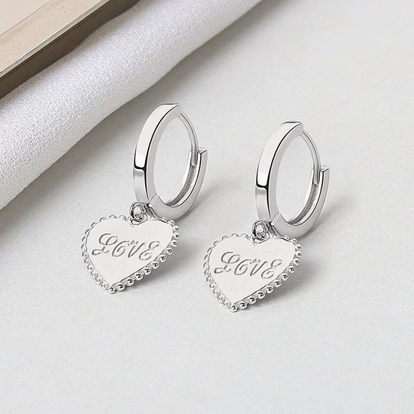 Wholesale 925 Sterling Silver Love Ear Buckle Earrings With Flower Pattern For Women Light Luxury Style