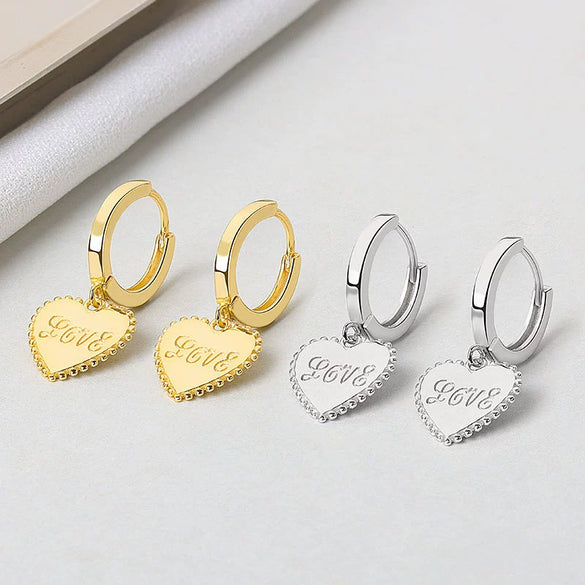 Wholesale 925 Sterling Silver Love Ear Buckle Earrings With Flower Pattern For Women Light Luxury Style