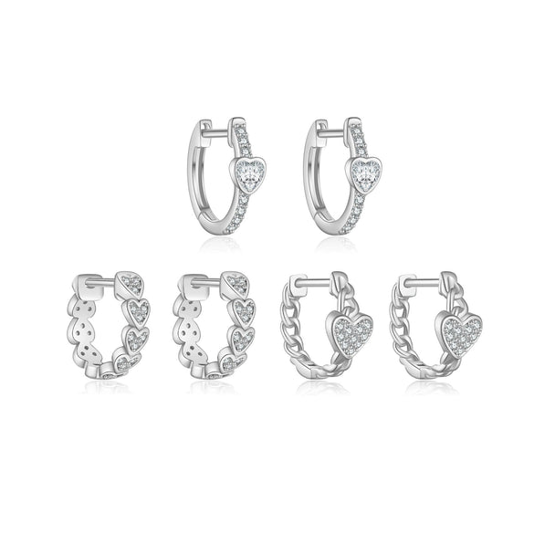 Wholesale 925 Sterling Silver Love Earrings With High Design Sense Ear Buckle Electroplated With Platinum And 18K Gold Inlaid With Zircon