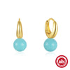 Wholesale 925 Sterling Silver Luxury Turquoise Earrings With Geometric Design And Electroplating For Women