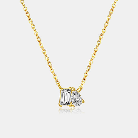 Wholesale 925 Sterling Silver Microinlaid Pearshaped Clavicle Necklace With Cross Chain For Women Geometric Design Platinum Or 18K Gold Electroplated