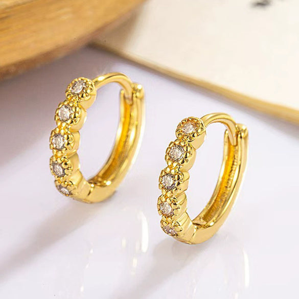 Wholesale 925 Sterling Silver Microinlaid Zircon Geometric Circle Earring