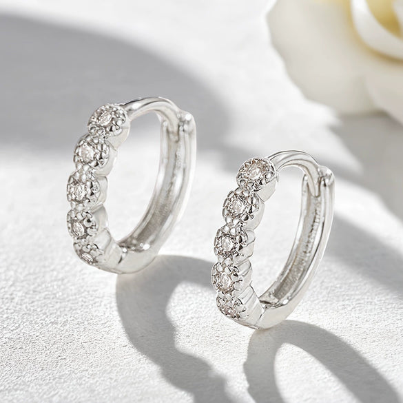 Wholesale 925 Sterling Silver Microinlaid Zircon Geometric Circle Earring