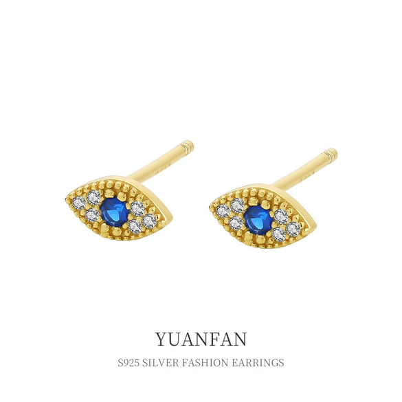 Wholesale 925 Sterling Silver Microinlaid Zircon Geometric Devil's Eye Earrings For Women With Electroplating
