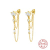 Wholesale Sterling Silver 925 Microinlaid Zircon Tassel Earrings For Women Geometric Minimalist Style