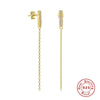 Wholesale Sterling Silver 925 Microinlaid Zircon Tassel Earrings For Women Geometric Minimalist Style