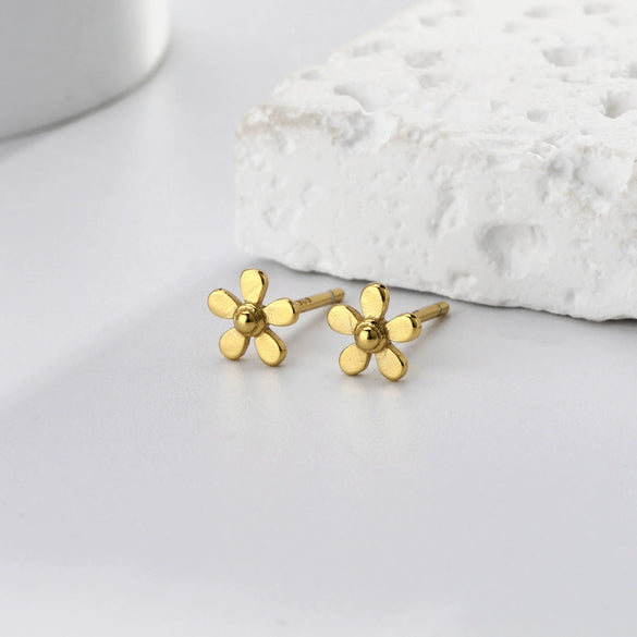 Wholesale 925 Sterling Silver Mini Flower Earrings Electroplated Sweet Style For Women
