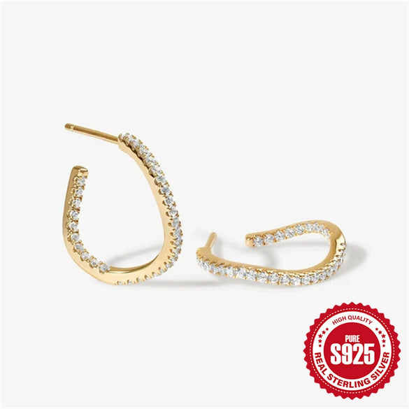 Wholesale 925 Sterling Silver Mini Hoop Stud Earrings With Wave Design And Geometric Pattern Electroplated For Women