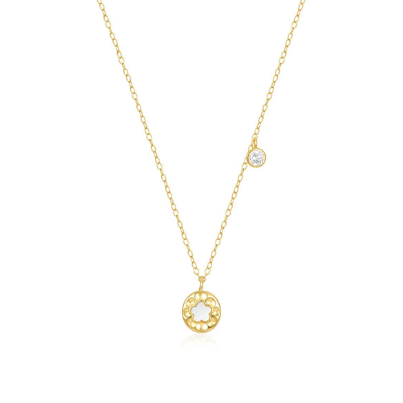 Wholesale 925 Sterling Silver Minimalist Geometric Fivepetal Diamondencrusted Electroplated Women's Ochain Necklace