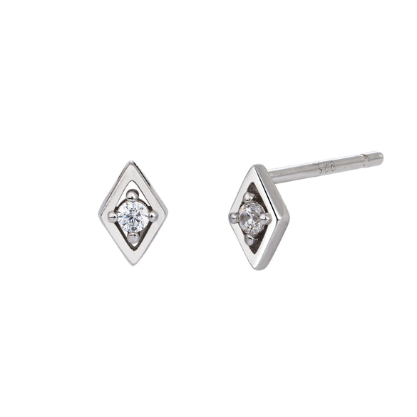 Wholesale Sterling Silver 925 Minimalist Rhombus Inlaid Zircon Tassel Ear Needle Earrings For Women