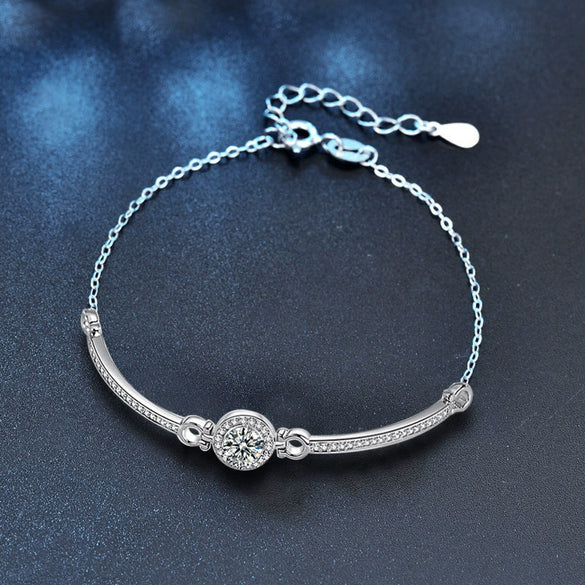 Wholesale 925 Sterling Silver Moissanite Simple Round Women's Bracelet Seiko Light Luxury Geometric Style