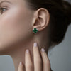 Wholesale 925 Sterling Silver Natural Malachite Fourleaf Clover Simple Style Seiko Bracelet And Earrings Set For Women