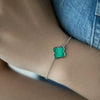 Wholesale 925 Sterling Silver Natural Malachite Fourleaf Clover Simple Style Seiko Bracelet And Earrings Set For Women
