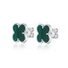 Wholesale 925 Sterling Silver Natural Malachite Fourleaf Clover Simple Style Seiko Bracelet And Earrings Set For Women