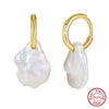 Wholesale 925 Sterling Silver Natural Pearl Earrings Baroque Style Geometric Electroplated Jewelry