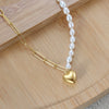 Wholesale 925 Sterling Silver Necklace With Baroque Pearl Love Pendant Geometric Style Electroplated For Women