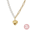Wholesale 925 Sterling Silver Necklace With Baroque Pearl Love Pendant Geometric Style Electroplated For Women