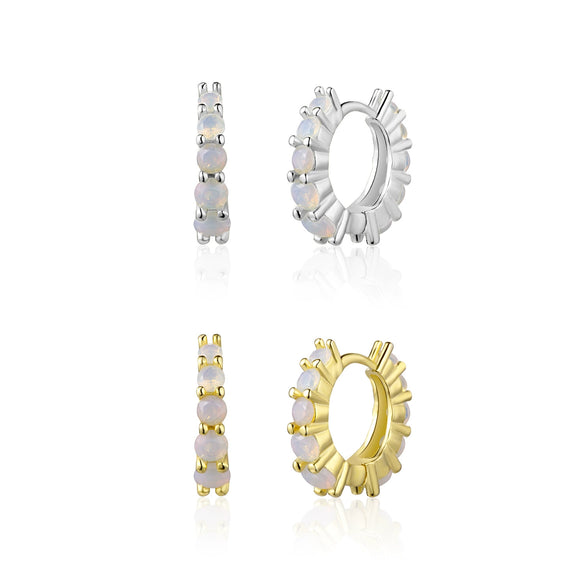 Wholesale Sterling Silver 925 Opal Earrings With Geometric Design And Electroplating