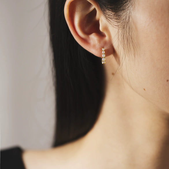 Wholesale Sterling Silver 925 Opal Earrings With Geometric Design And Electroplating