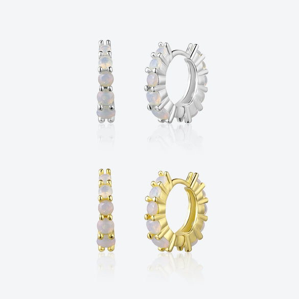 Wholesale Sterling Silver 925 Opal Earrings With Geometric Design And Electroplating