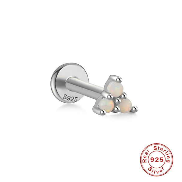 Wholesale 925 Sterling Silver Opal Spiral Cartilage Ear Studs With Geometric Styling And Precious Stone Setting