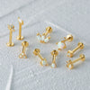 Wholesale 925 Sterling Silver Opal Spiral Cartilage Ear Studs With Geometric Styling And Precious Stone Setting