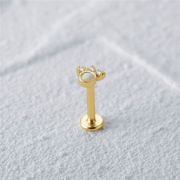 Wholesale 925 Sterling Silver Opal Spiral Cartilage Ear Studs With Geometric Styling And Precious Stone Setting