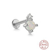 Wholesale 925 Sterling Silver Opal Spiral Cartilage Ear Studs With Geometric Styling And Precious Stone Setting