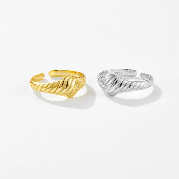 Wholesale 925 Sterling Silver Opening Adjustable Ring For Women With Geometric Design And Electroplating Treatment