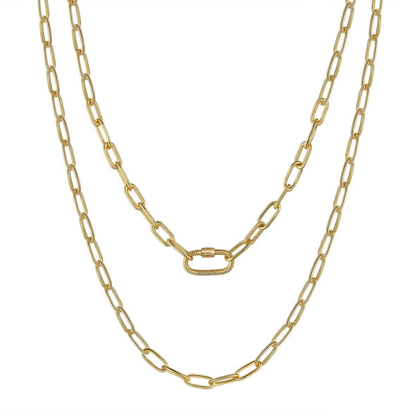 Wholesale 925 Sterling Silver Paper Clip Chain Geometric Style Unisex Necklace