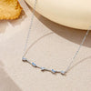 Wholesale 925 Sterling Silver Pear Shaped Blue Zircon Row Necklace For Women Electroplated With Platinum Or 18K Gold