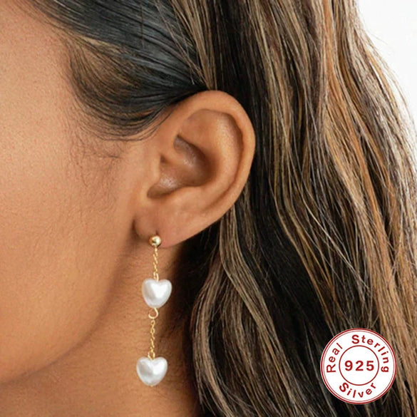 Wholesale Sterling Silver Pearl Earrings For Women With Geometric Design