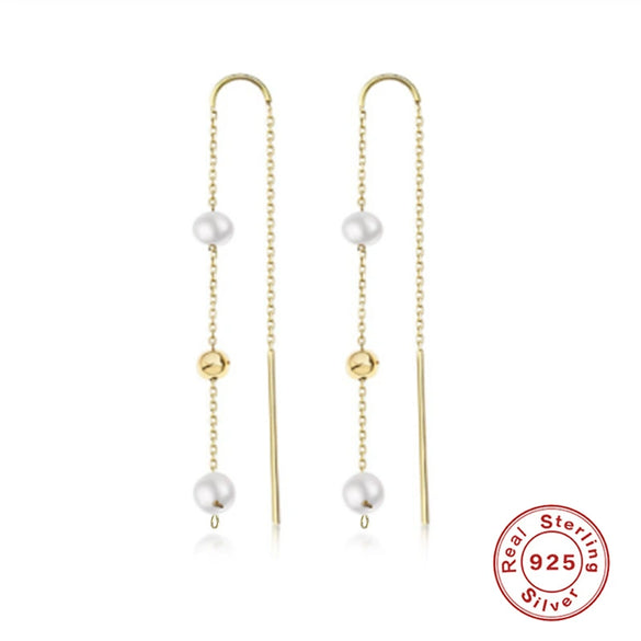 Wholesale Sterling Silver Pearl Earrings For Women With Geometric Design
