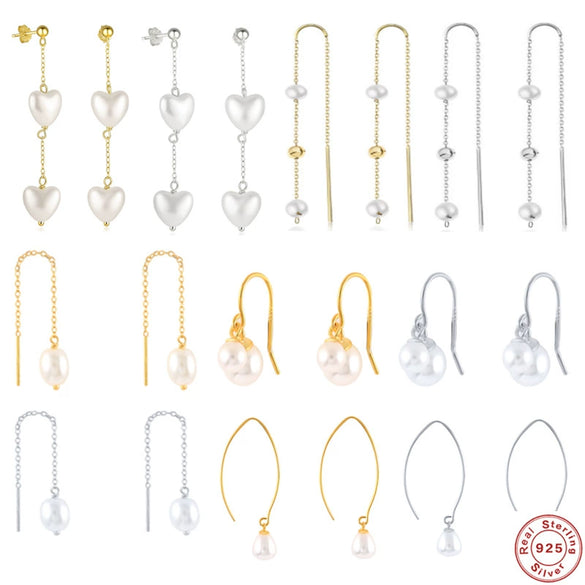 Wholesale Sterling Silver Pearl Earrings For Women With Geometric Design