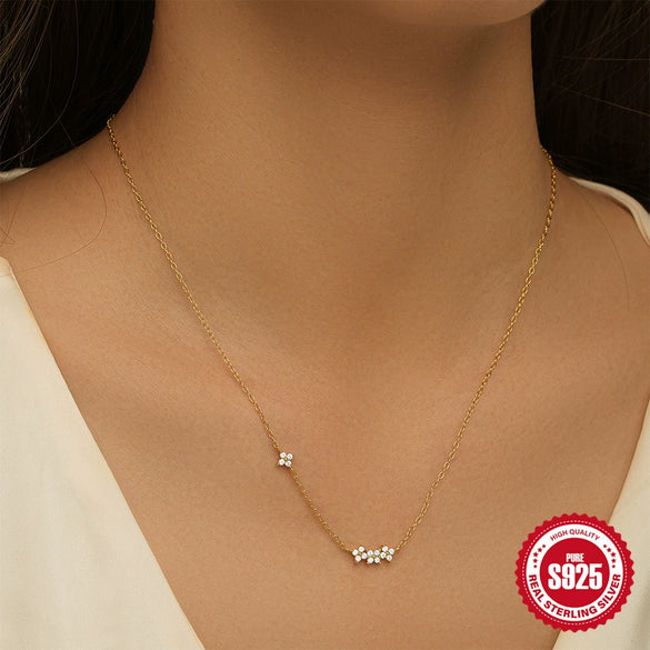 Wholesale 925 Sterling Silver Petal All Match Jewelry Suit With O Shaped Chain And Electroplating Design For Unisex