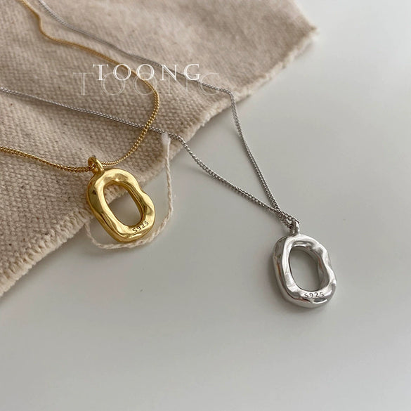 Wholesale 925 Sterling Silver Plated Electroplated Geometric Oval Donut Collarbone Chain Necklace For Women
