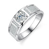 Wholesale 925 Sterling Silver Platinum Plated Moissanite Ring Simple Style With Crown Pattern For Male