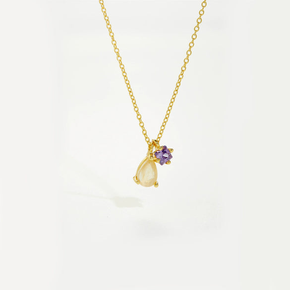 Wholesale 925 Sterling Silver Purple Stone Modern Hanging Necklace Fashionable With Diamond Design