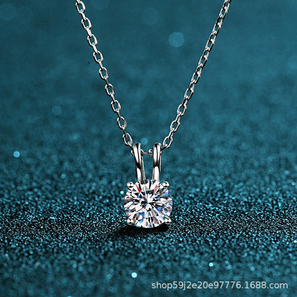 Wholesale 925 Sterling Silver Rabbit Ear Knot Necklace With Simulation Drill Electroplated Animal Zodiac Style Cross Chain
