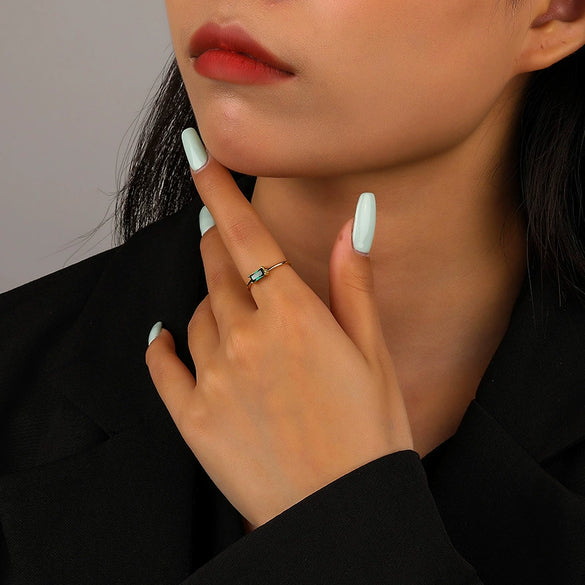 Wholesale 925 Sterling Silver Retro Square Open Ring For Women With Geometric Pattern And Electroplating